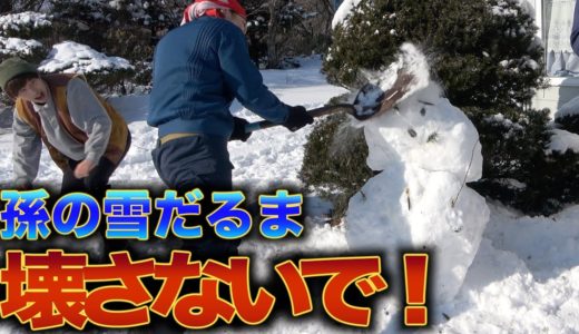 【おじいちゃんブチギレ】子供の雪だるまを破壊する悪徳業者
