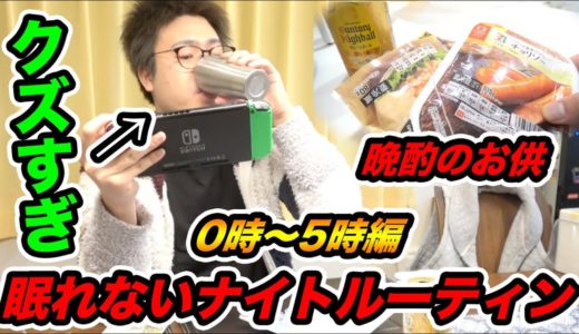 【ナイトルーティン】昼夜逆転で眠れないニート男のナイトルーティンがマジでクズすぎて引いた。【0時〜5時編】【セブン呑み】