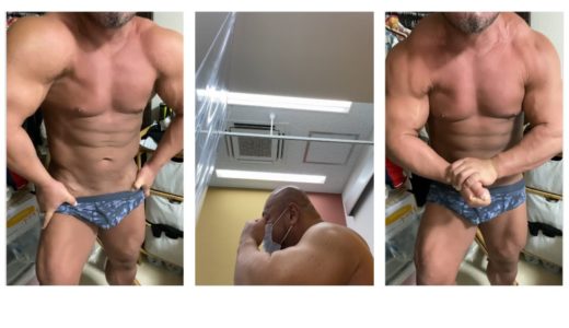 112.6kgでのパンツ1枚彼女宅ポージング💪🏾2週間ぶり整形外科診察動画🏥手根感症候群と診断、レーザー治療スタート👍