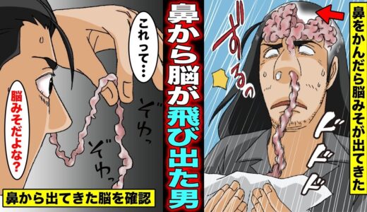 【漫画】鼻から脳みそが出てくるとどうなるのか？花粉症で鼻水を全部出そうと全力で鼻をかんだら脳みそがドロドロ出てきてしまった男の末路・・・