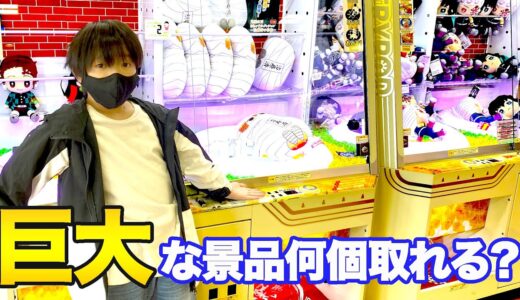 【1万円】クレーンゲームで巨大な景品何個取れる？わたる絶叫www