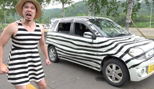 【ドッキリ】母の車をボーダー柄に改造してみた