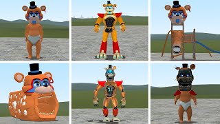 ENTERING ALL GLAMROCK FREDDY ANIMATRONICS AMALGAMATIONS In Garry's Mod! (FNAF Security Breach)